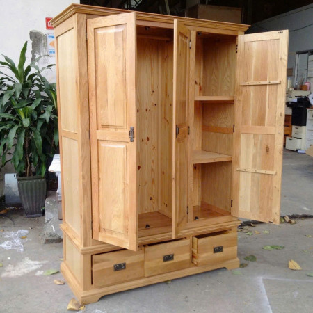 French Oak - 1m4 : Tủ Áo Gỗ Sồi 3 Cánh